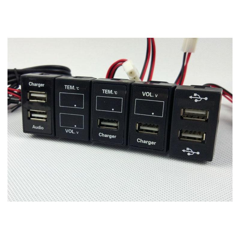 

USB Charger Car Interface Socket Connector Voltage Display Temperature Audio Charger VOL.V TEM For 6/2/3/5, As pic