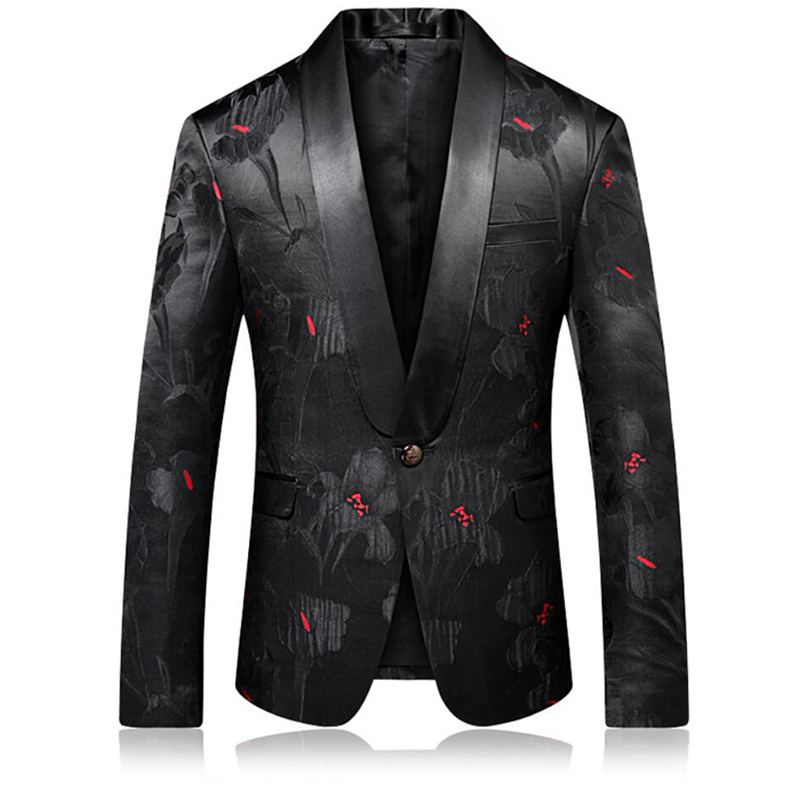 

2021 New Tang Ball Blazers Single Button Elegant Man Jacketblack Men's Thin Red Blazer CBGD, The pictures