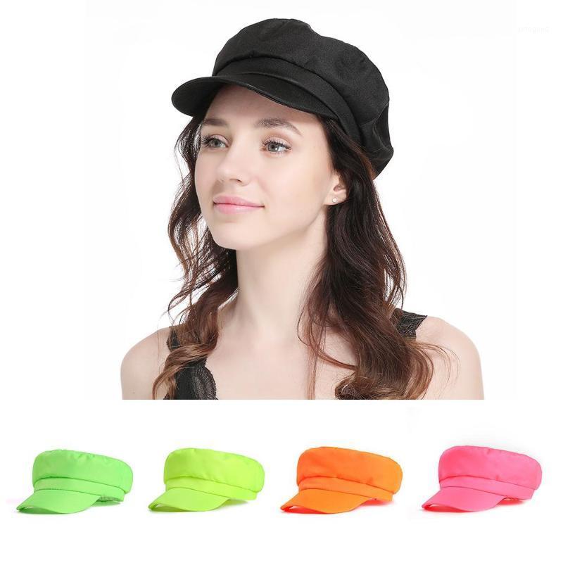 

Stingy Brim Hats Female Berets Octagonal With Visors Women Caps Polyester Solid Color Florescent Light Outdoor Fashion Shade Girl Hats1, Black