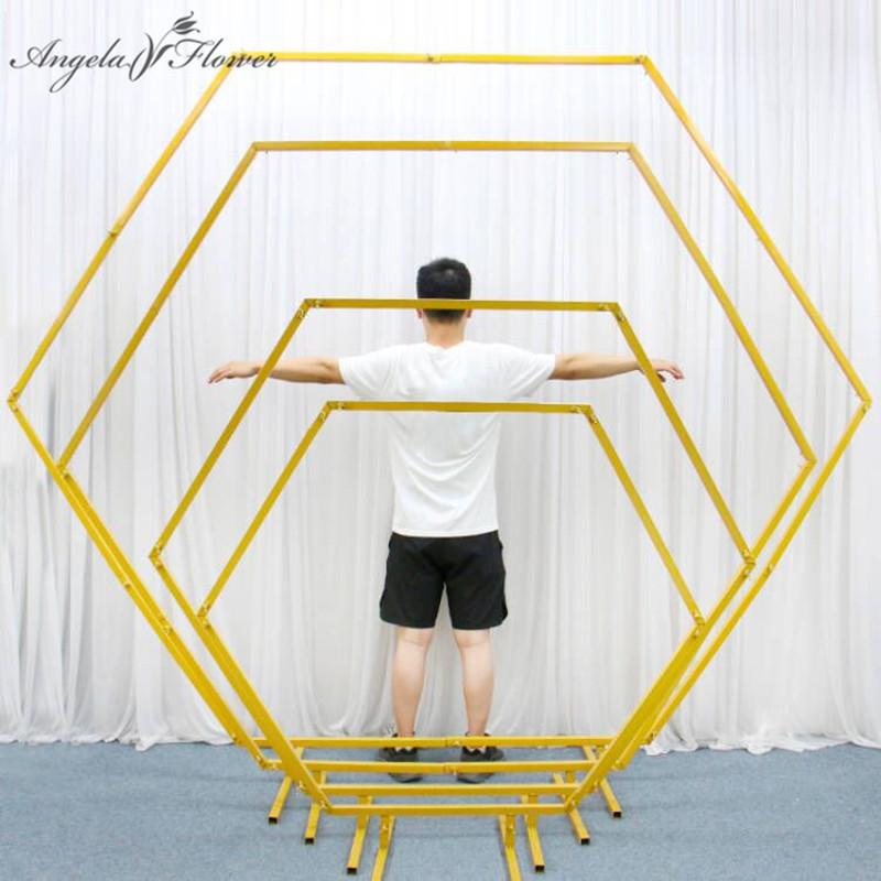 

Decorative Flowers & Wreaths Metal Geometric Hexagonal Wedding Arch Props Shelf Outdoor Backdrop Layout Artificial Flower Stand Stage Party