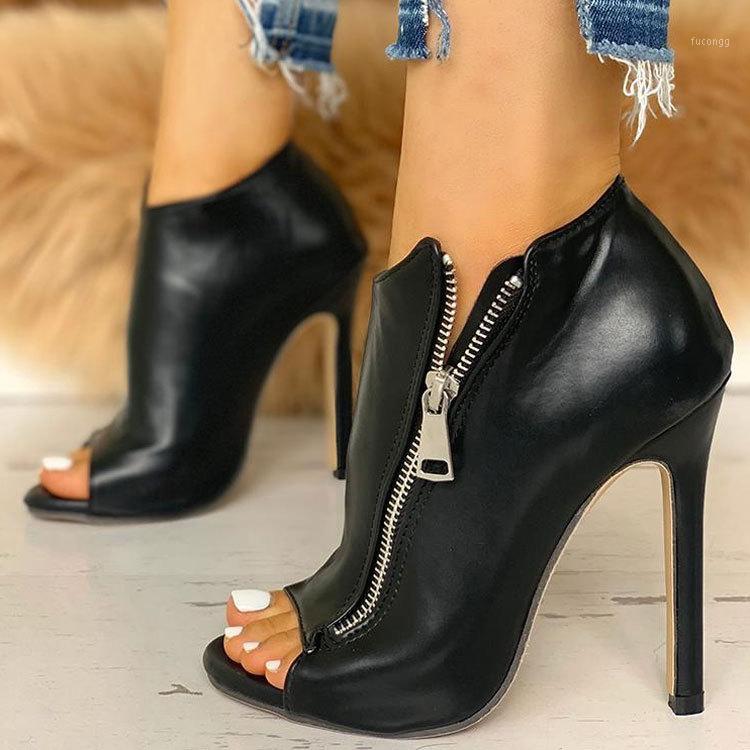 

New Women summer Thin High Heels 11cm Zipper Peep Toe gladiator pumps office sandals party shoes high heels 7891, Black