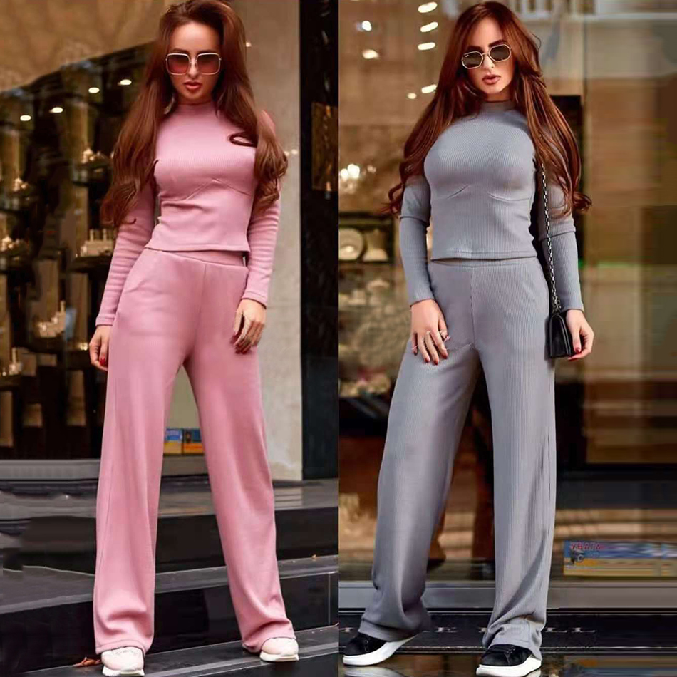 

New Women's 2021 Nightgown 2 Play Sport Knit Warm Sweater Leg Sweat Suit Spring and Fall X7vm, Red