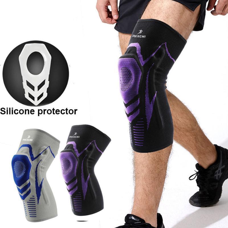 

Non-slip Knee Pads with Support Silicone Padded Elastic Kneepad Protective Gear Patella Brace Support Running Basketball1, 1pcs blue