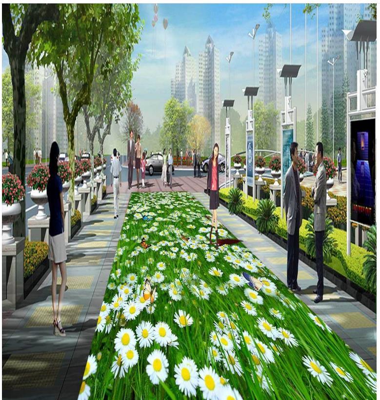 

Home Decoration waterproof wallpaper for bathroom 3d Grass flowers 3D floor pvc self-adhesive wallpaper, As pic