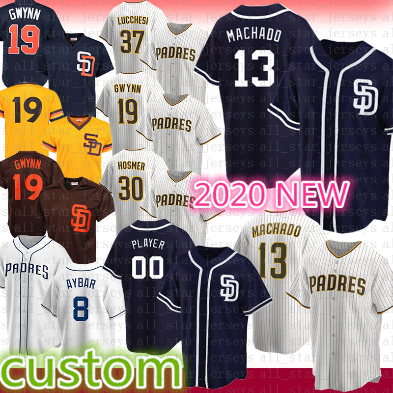 

San Custom Diego 13 Manny Machado Baseball Jersey 19 Tony Gwynn 23 Fernando Tatis Jr. 51 Trevor Hoffman 00 Eric Hosmer 4 Wil Meyers 7 Margot, Blue;black