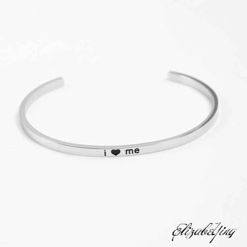 

Fashion Jewelry 316L Stainless Steel Positive Text Cuff Bracelets Inspirational Quote Cuff Mantra Bracelet Bangle for women