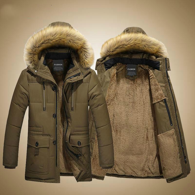 

2021 Men Thicken Jacket Parkas Warm Winter Windproof Jackets Coat Casual Mens Down Parka Hooded Outwear Cotton-padded, The picture color