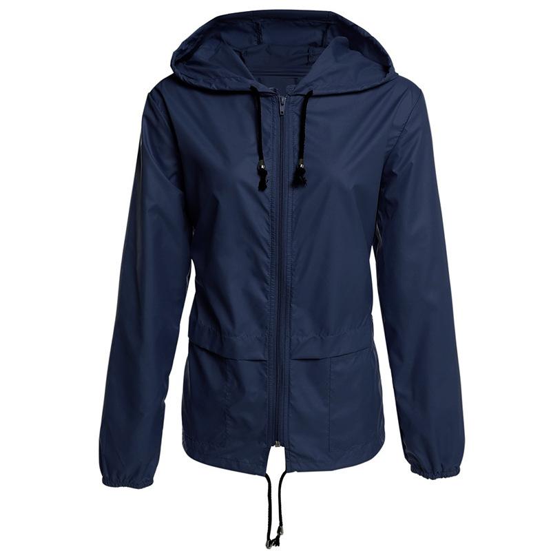 

Hooded Quick-Dry Sun-Proof Waterproof Raincoat Thin Outdoor Short Women' Coat Women' Spring And Autumn, Blue