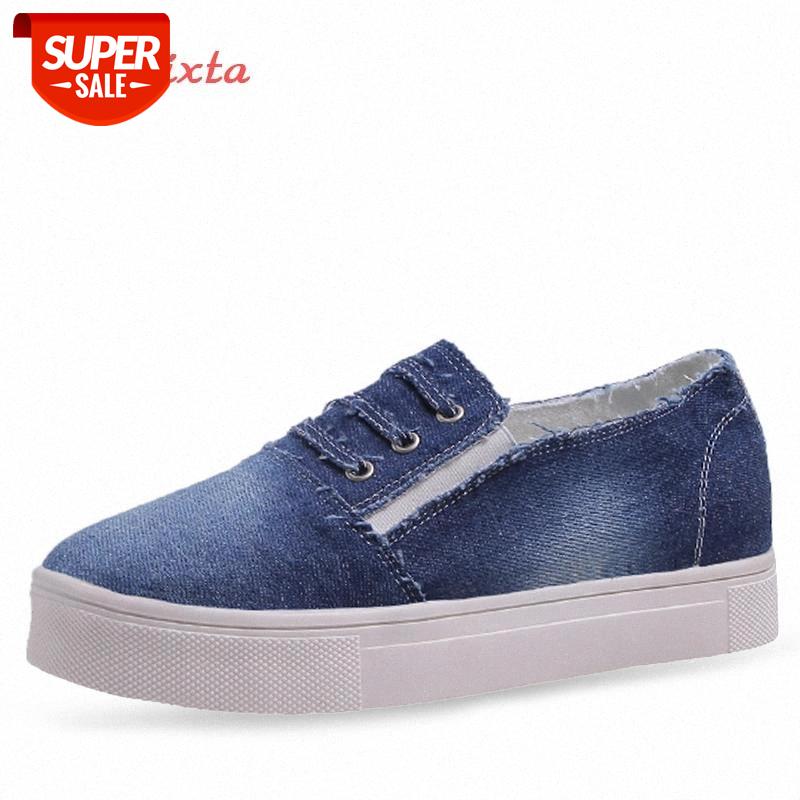 

Aphixta Plus Big Size 43 Denim Fabric Flats Shoes Women Sneakers Flat Heel Shoes Woman Jean Cloth Platform Heels Shoe #Aw7N, Beige