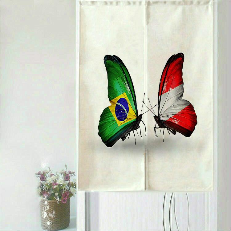 

Nice Curtains Personalized Butterfly National Flag Series Door Curtain Household Geomantic Lucky Curtain 85x150cm, Yellow