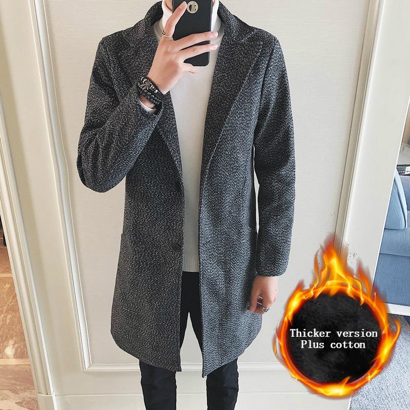 

Nice Autumn Japanese Snowflake Trench Men Large Size 5XL Slim Jacket Men Long Coat Coat With Cotton Trench Coats, Dark green-ordinary