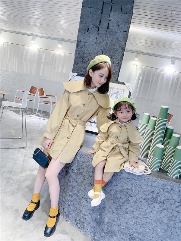 

Matching Family Outfits Autumn Fashion Korean Long Trench Coat For Mommy And Daughter Matching Clothes Baby Jackets Family Look1, Khaki