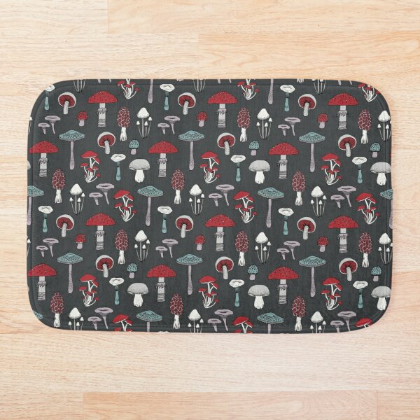 

Midnight Mushrooms - fun pattern by Cecca Designs Bath Mat Bathroom Bath Mat Set Mirrofiber Cartoon Rug Set
