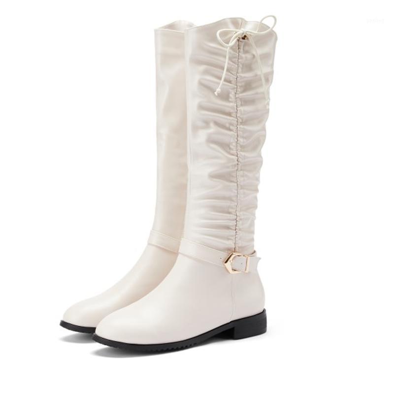 

High Quality Leather Handmade Fold Pleated Boots Mid-calf Black Shoes For Woman Short Plush Inside Low Heels1