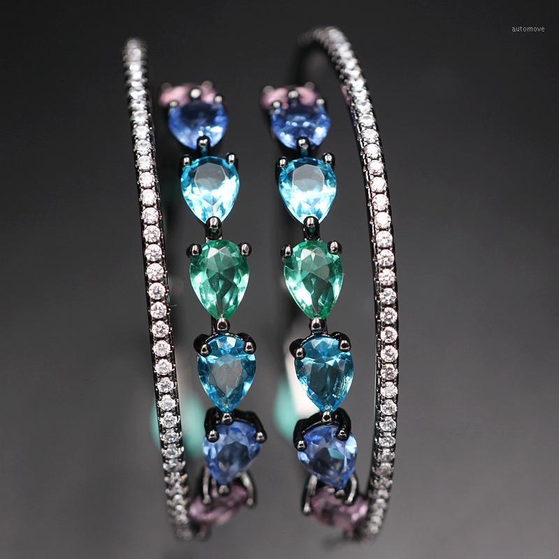 

Luxury Multicolor Big Hoop Earrings for women Water Drop colorful crystal Glass Round Earring Zirconia stone New Fashion Jewelry1