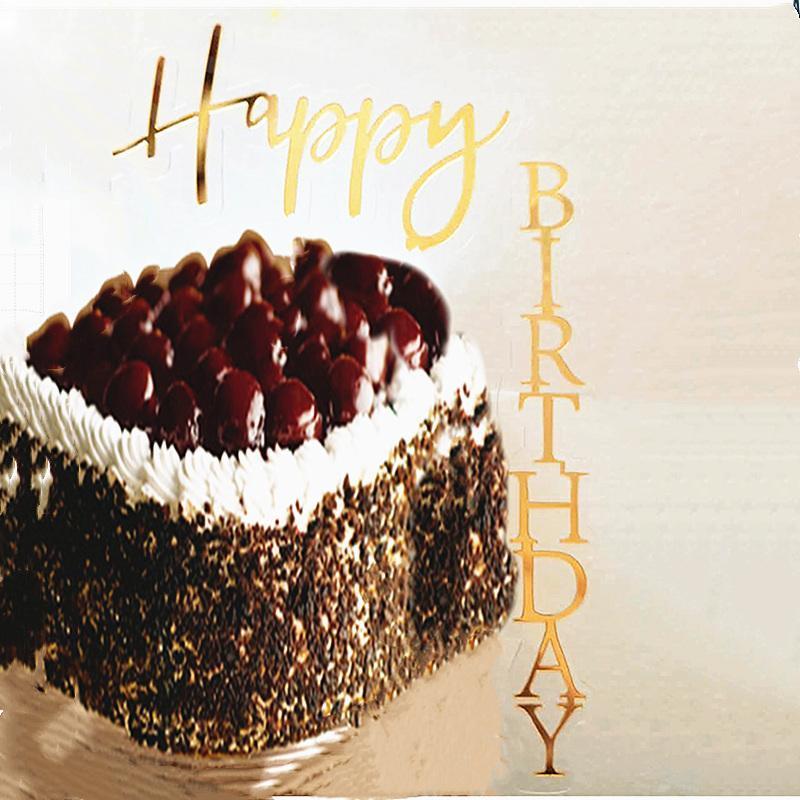 

Creativity happy Birthday Cake Topper Golden Acrylic Birthday Party Topper Cake supplies for Baby shower dessert decoration1
