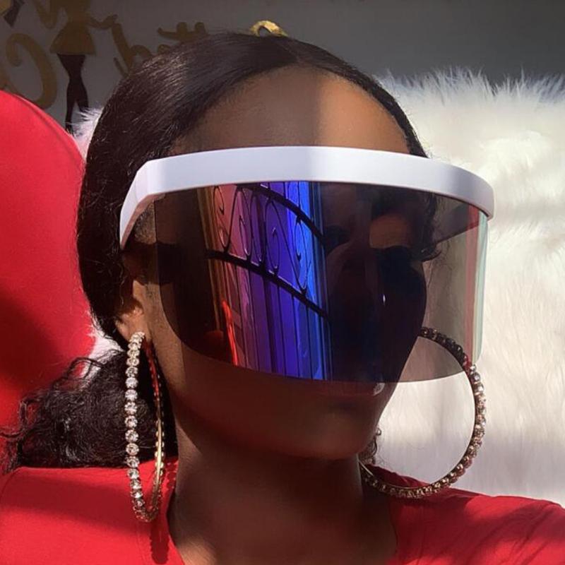 

Fashion Oversized Sunglasses Woman Half Frame Hat Style Mirror Sun Glasses Men Retro Goggles Shades UV400 Blue Large Eyewear