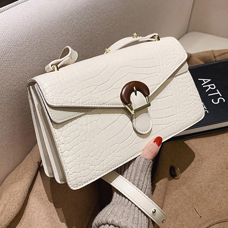 

Luxury Alligator Pattern Shoulder Bag 2021 New High Quality Leather Women's Handbag Fashion Crossbody Bag Total, Khaki