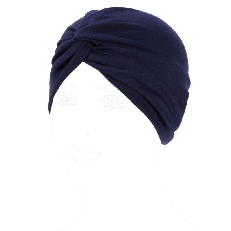 

Women Knot Twist Turban Headband Cap Solid Candy Color Pleated Ruched Stretchy Autumn Winter Warm Chemo Hat Hair Covering, Black