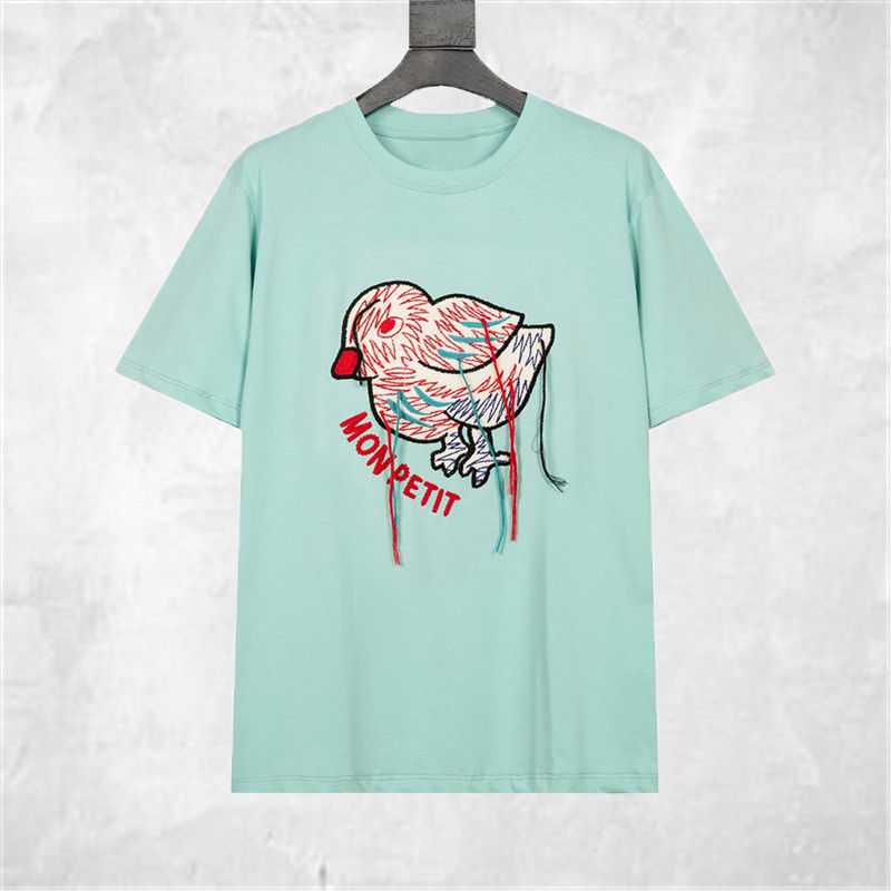 

Fashion Stylist Womens T Shirts 2021 Men Women Couples Bird Embroidery Tassel Short Sleeve Shirt Summer Hip Hop Tees, White