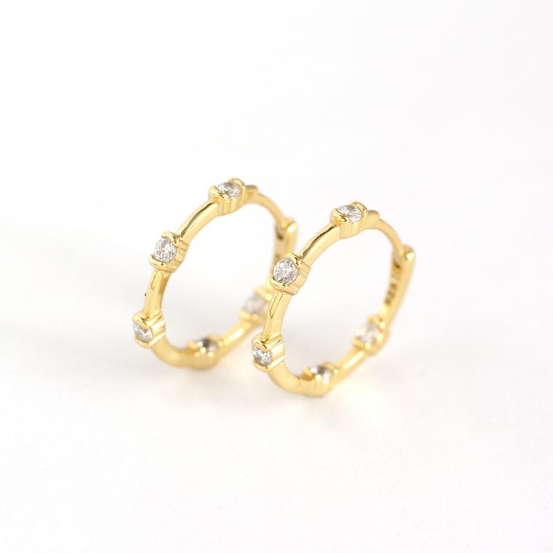 

925 Sterling Silver Earring Fashion Simple Geometric Big Ear Ring Zircon Punk Rivet Earring Personality Woman Girl Ear Jewelry