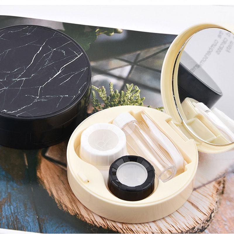 

Travel Portable Plastic Lenses Box Container New Marble Glasses Contact Lens Case Eyes Care Kit Holder With Mirror Makeup Tool1