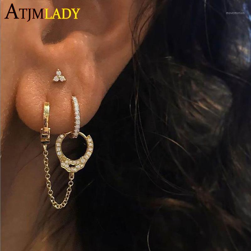 

100%925 sterling silver handcuff long chain delicate earring elegant women unique silver gold hand cuff fashion earring jewelry1