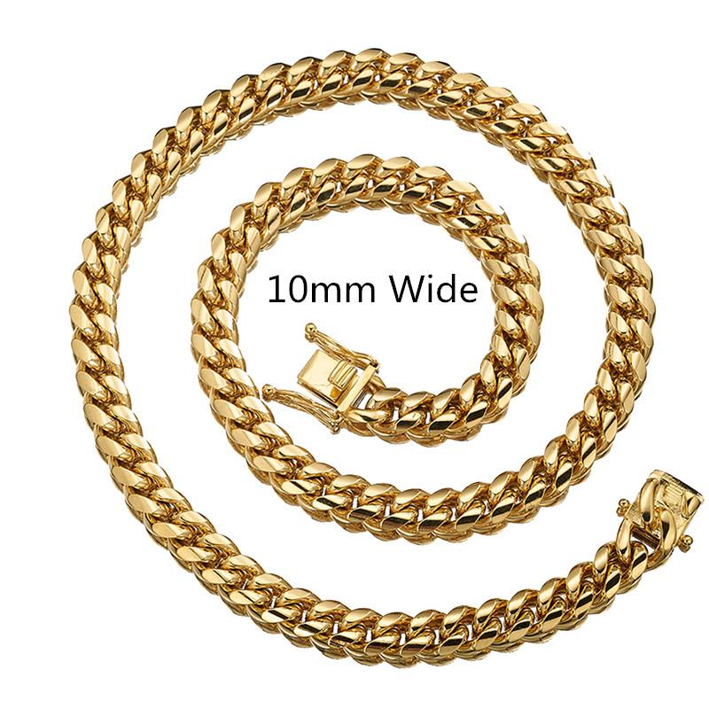 

10mm Hip Hop Men's 316L Stainless Steel Curb Cuban Link Chain Necklace Accessory Gift 7-40inch