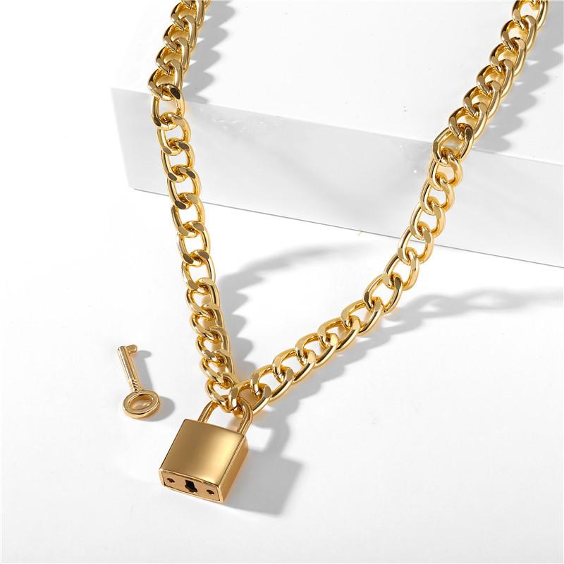 

Wgoud Hip Hop Metal Open Lock Chains Necklace Women Punk Style Link Chain Choker Party Gifts Femme Collar