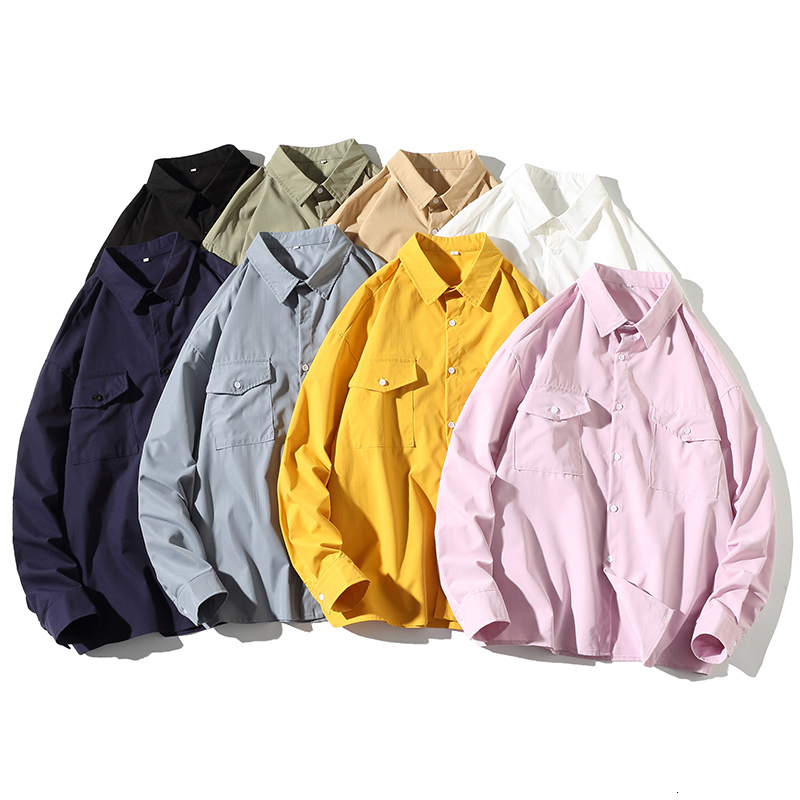 

Brand 2021 Spring Autumn Long Sleeves New Black White Collar Korea Style Shirt for Men's Clothes Xl2j, Cs614 4