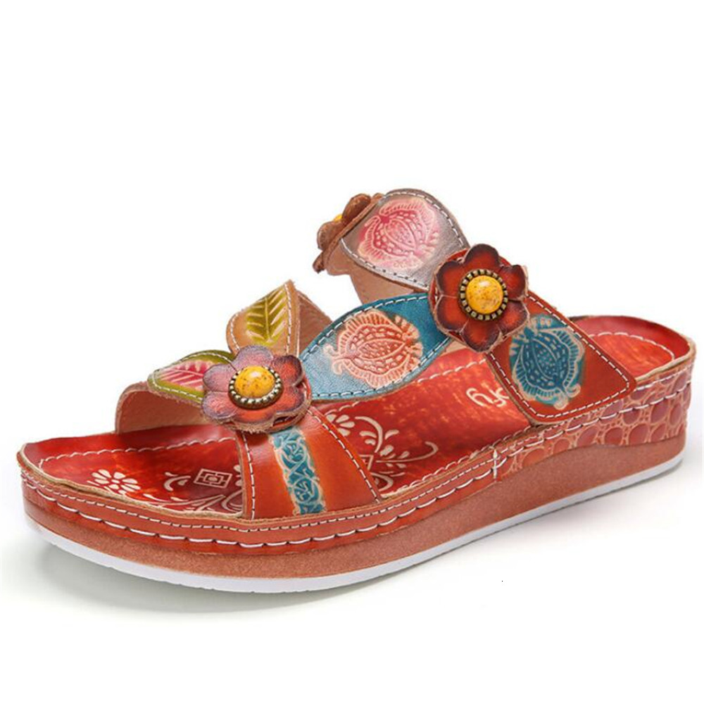 

Summer New Flat Background Style, Comfortable, Thick Flower Sandals Gladiator Shoes Woman Slides 35-43 1f66, 8808-01