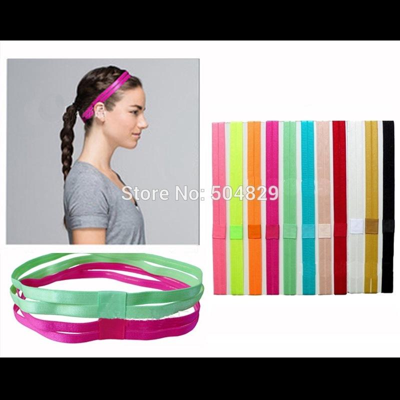 

Wholesale 500pcs/lot Women Men yoga hair bands Sports Headband Anti-slip Elastic Rubber Sweatband Football Yoga Running biking, Red