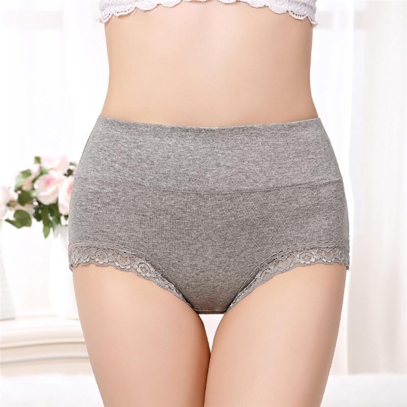 

High Waist Slim Underwear Ladies Lace Briefs Women Sexy Seamless Breathable Comfortable Panties Underwears For Feminine1, Gray