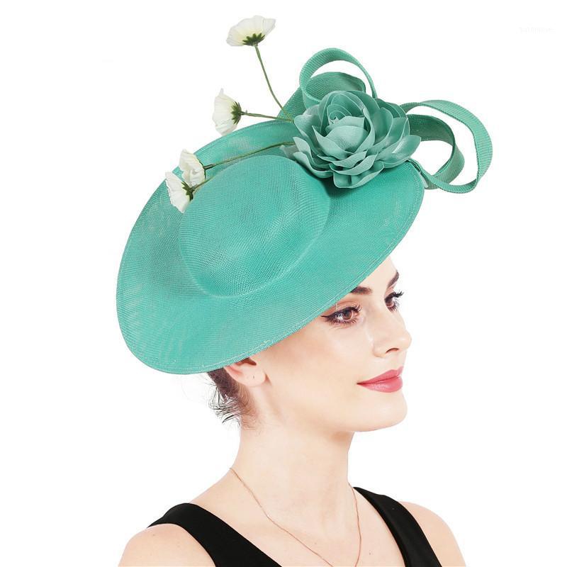 

Exaggerated Big Hat British Hat Court Banquet Catwalk Headwear Jade Green Fascinator Fedora Fascinators For Elegant Women1, White