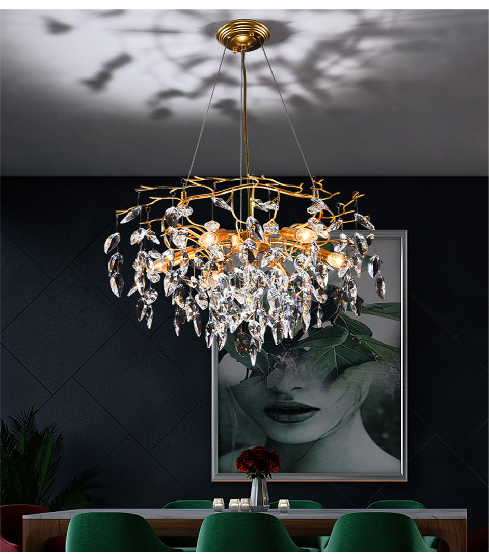 

Nordic Luxury Gold Crystal Chandelier Lighting Modern Large Lustre Hanging Lamp for Living Room Hotel Hall Art Decor Lighting