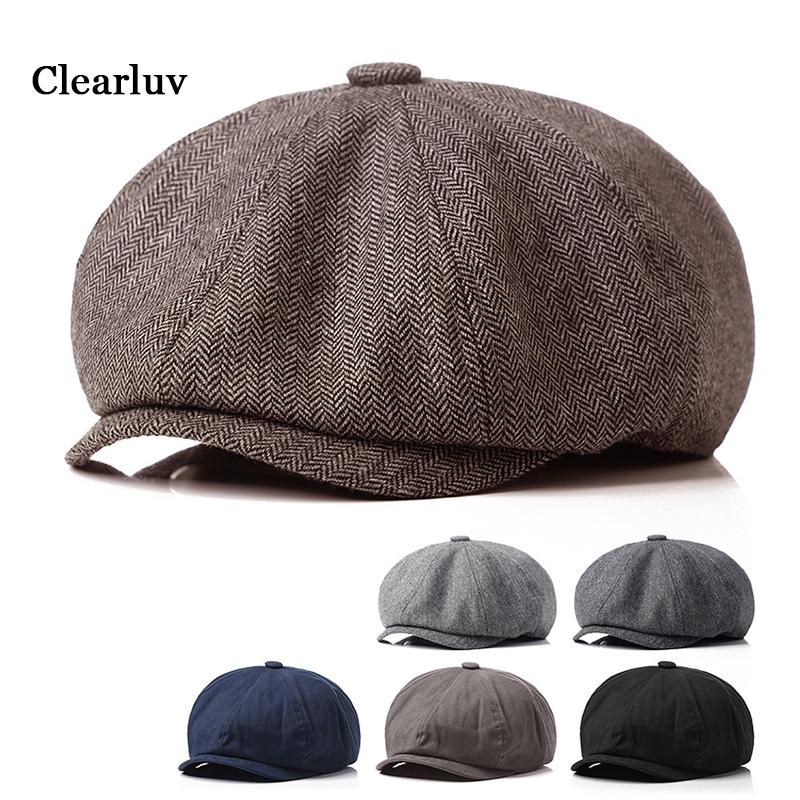 

European and American Beret Women's Autumn Winter New British Retro Hat Men's Art Fashion All-match Octagonal, Black