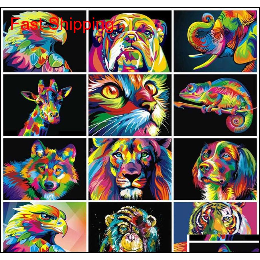 

50x40cm Paints Diy Painting By Numbers Adult Hand Painted Animals Pictures Oil Paint Gift Colo qylhLY packing2010