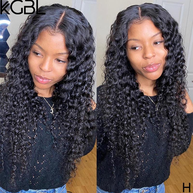 

KGBL T-part Curly Natural Color Lace Front Human Hair Wigs 8''-24'' Brazilian 150% With Baby Hair Non-Remy Wigs Medium Ratio, T-part lace wig