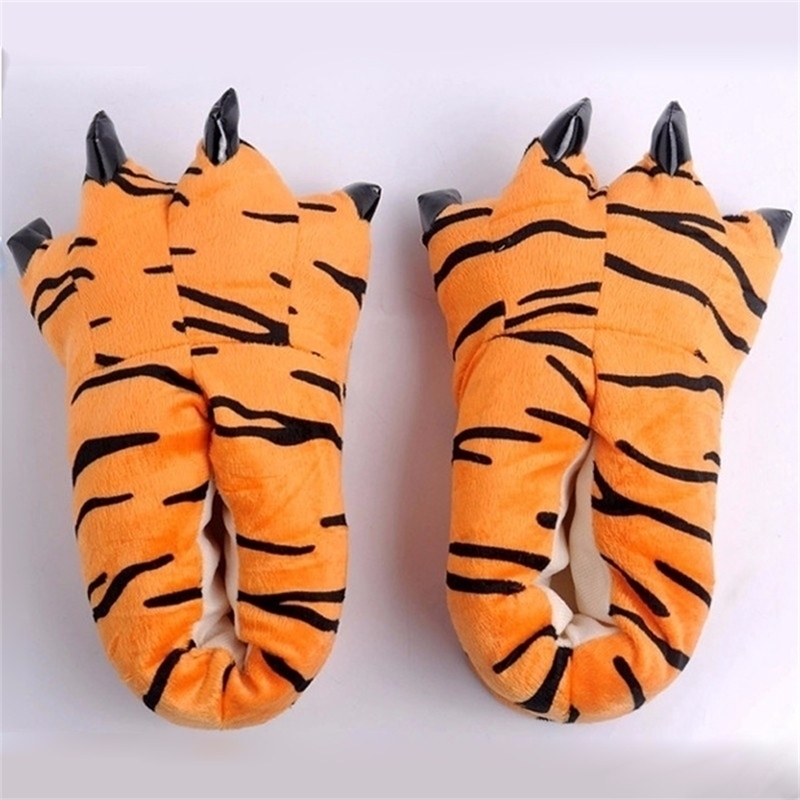 

Winter Adult Kids Cow Tiger Warm Cartoon Cute Indoor Floor Slippers Paw Claw Home Shoes Christmas Pajamas Hot Sale Gift Y201026, Gray