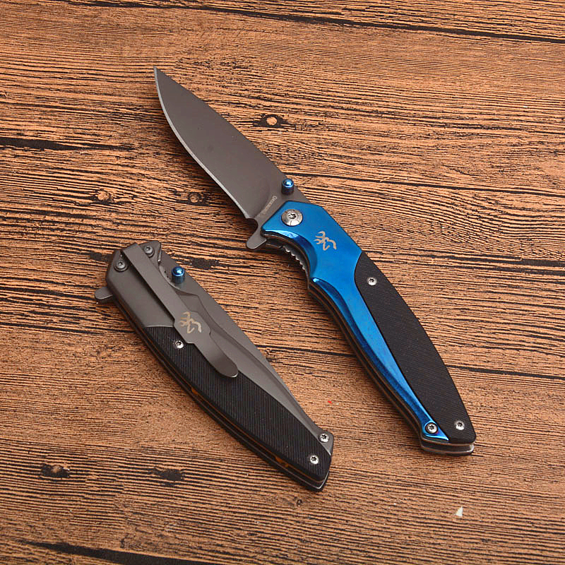 

hot brown assisted fast open tactical folding knife 440c titanium coated blade g10 steel hand with retail box