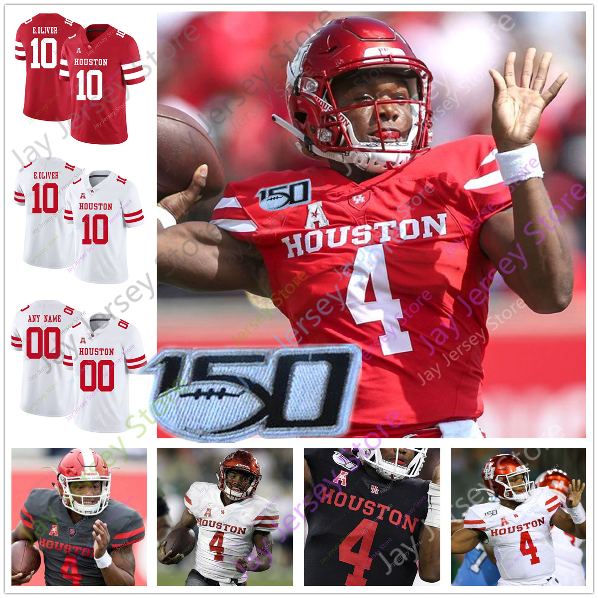 

Houston Cougars Football Jersey NCAA College D'Eriq King Kyle Porter Marquez Stevenson Keith Corbin Anenih Turner Stuard Parish Carr Car, White