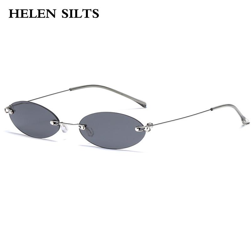 

Sunglasses Fashion Rimless Women Brand Retro Punk Oval For Men Metal Shades Eyeglasses UV400 Oculos H183