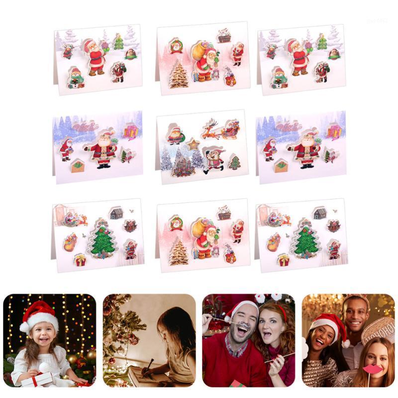 

9 Pcs Paper Greeting Cards Santa Clause Cards Greeting Holiday Christmas for Festival Gift1