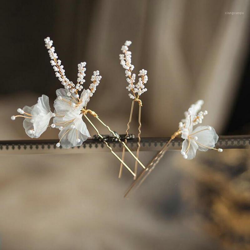 

Gorgeous Handmade Bead Bridal Hairpin Pearl Side Clip Flower Bride Wedding Hair Accessories Clips & Barrettes, Golden;silver