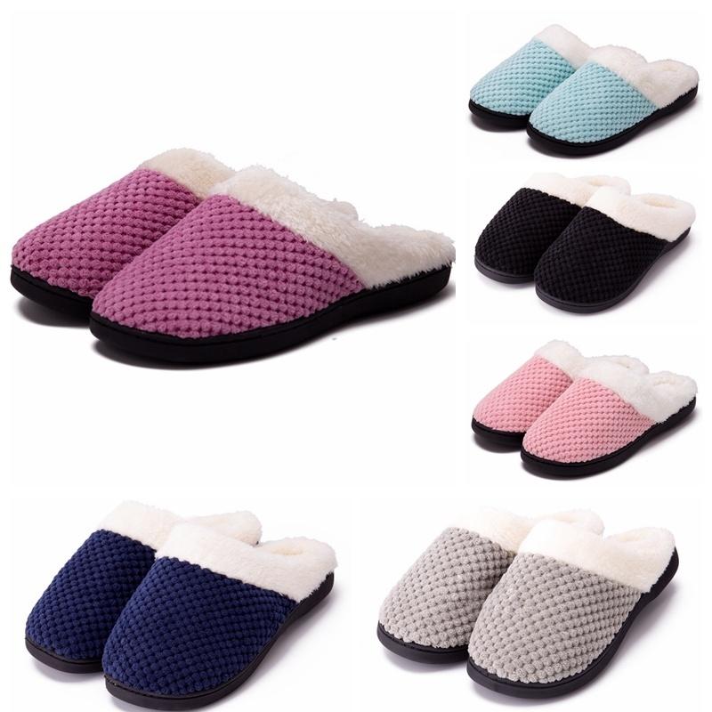 

New Winter Woman and Men Warm Home SlipperCotton Soft Plush Home Slippers Indoor Woman Shoes, Black