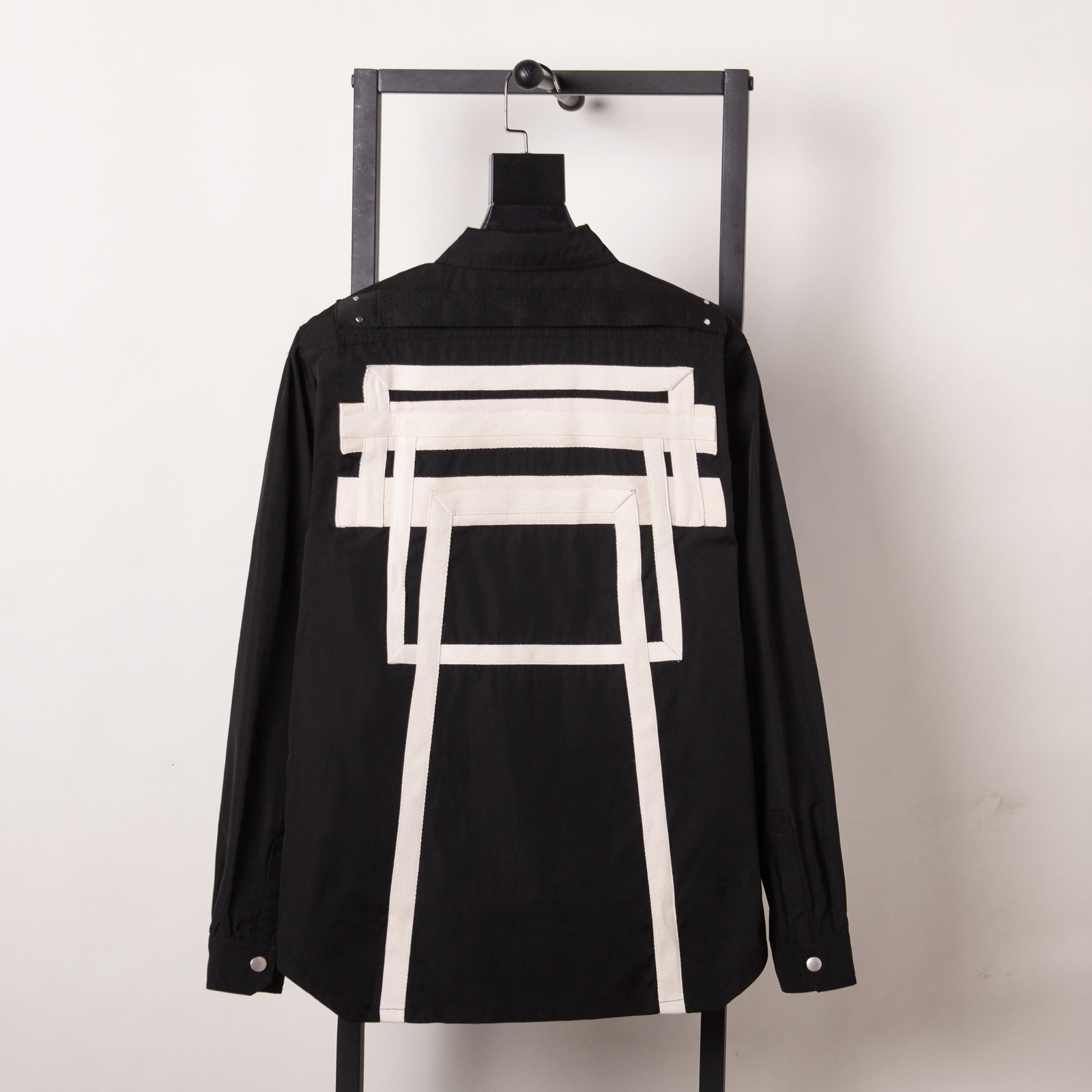 

2021 -7xl!! New Fall/black Winter High Street Sewing Ribbon High-version Heavy Industry Jacket Button-up Cardigan Shirt 54F8