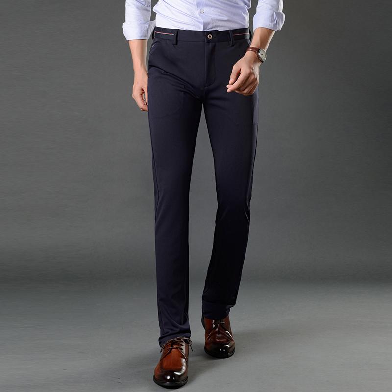 

2020 Mens Slim Suit Pants Mens Winter Casual Office Suit Trousers Thicken Fleece Warm Pants High Quality Elasticity, Black