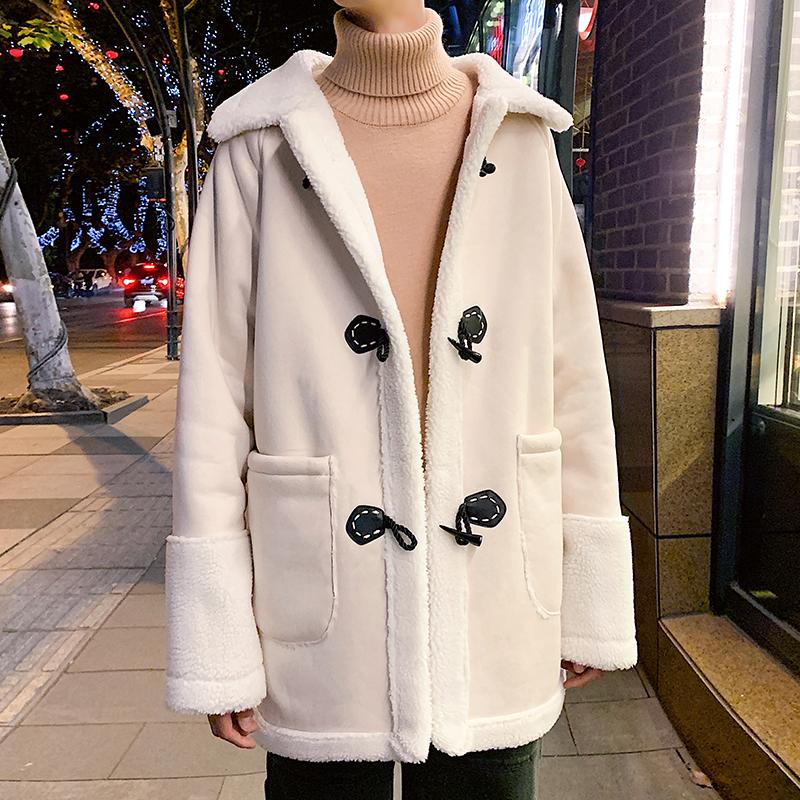 

LEGIBLE Casual Parkas Men Solid Winter Jacket Man Loose Male Fleece Coats Warm Men's Parka, Black