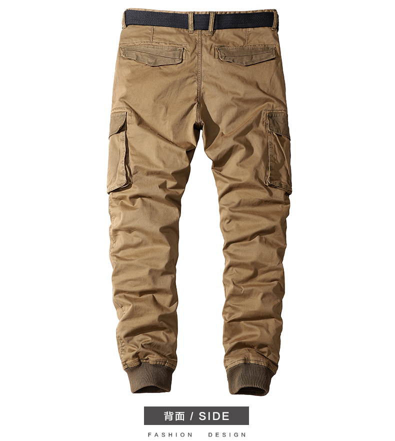 

Casual pants men autumn foreign trade overalls, tie-fit sports pants, men's pure cotton washed garments, dyed men's pants