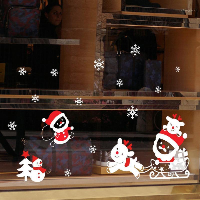 

Santa Claus Electrostatic Wall Stickers Snowflake for Shop Glass Window Christmas stickers Decorative Design Decals Home Decor1